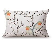 Solekla Throw Pillow Cover Adorable Bird Decorative Pillow Case Home Decor 20x12 Inches Pillowcase