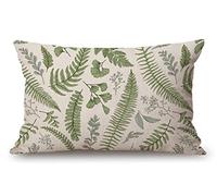 Solekla Throw Pillow Cover Green Leaves Decorative Pillow Case Home Decor 20x12 Inches Pillowcase