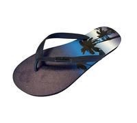 Solema Slip-on Mens Beach Pool Fashion Flip Flops Slide Sandals Slippers Shoes, Blue Palm Trees, EU 45, UK 10.5