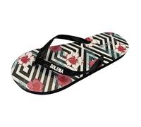 Solema Slip-on Womens Beach Pool Fashion Flip Flops Slide Sandals Slippers Shoes, Abstract Flowers, EU 39, UK 5.5