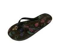 Solema Slip-on Womens Beach Pool Fashion Flip Flops Slide Sandals Slippers Shoes, Black Flowers, EU 38, UK 5