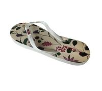 Solema Slip-on Womens Beach Pool Fashion Flip Flops Slide Sandals Slippers Shoes, White Flowers, EU 41, UK 7.5