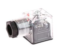 Solenoid Coil Connector with LED Indicator, Waterproof Transparent Solenoid Valve Plug for 24V DC Hydraulic Systems, 1.85x0.98inch