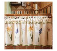 Solenoid Coil Valve Replacement Solenoid Coil, Curtain Valance Blossom Print Linen Half Window Curtains Bohemian Modern Valance Window Treatment with Green Pom Pom for Bedroom Living Room(275x58cm/108