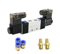 Solenoid Valve 220V Pneumatic 4V220-08 Air 5 Way 2 Position 1/4" Coil Alloy Internal DC 12V DC 24V AC110V 1Pcs(PC 8mm Fittings,DC12)