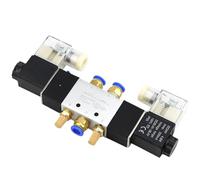 Solenoid Valve 220V Pneumatic 4V220-08 Air 5 Way 2 Position 1/4" Coil Alloy Internal DC 12V DC 24V AC110V(W 4mm Fittings,AC 220V)
