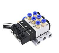 Solenoid Valve Multi-Way Combination 4V110-06 Manifold Stations DC12V 24V AC220V with Fittings 5 Port 2 Position Solenoid Valves(5 Row 6mm Fitting,AC110V)