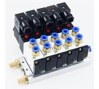 Solenoid Valve Multi-Way Combination 4V210-08 Manifold Stations with Fittings 5 Port 2 Position 1Pcs(3 Row 8mm Fitting,AC220V)