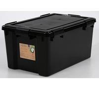 Solent Plastics 1 x 50 Litre Extra Large Weathertight Airtight Black Plastic Damp Area Dry Storage Box! 59cm x 39cm x 29cm - Hermetically Sealed Removable Lid!