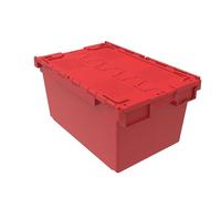 Solent Plastics 1 x Large RED Heavy Duty Attached Lid Storage Box - 80 Litre Capacity (71 x 46 x 36.8cm)