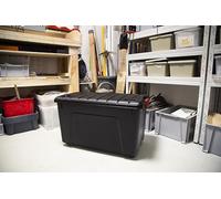 Solent Plastics 110 Litre Large Storage Box on Wheels with Lid, Extra Large Plastic Storage Boxes with Lid, Plastic Storage Trunk with Wheels