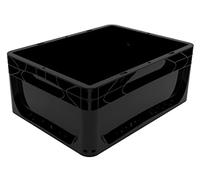 Solent Plastics 15 Litre Black Recycled Euronorm Euro Stacking Container - Eco Heavy-Duty Industrial Plastic Storage Box, 400×300×170 mm Stackable Crate for Warehouses, Logistics & Organisation