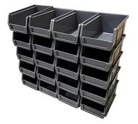Solent Plastics 20 x XL2 Size 2 Small Parts Plastic Open Fronted Storage Stackable Bins 1 Litre Linbin Order Picking Stacking Boxes (Pack of 20) (Grey)