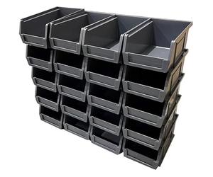 Solent Plastics 20 x XL2 Size 2 Small Parts Plastic Open Fronted Storage Stackable Bins 1 Litre Linbin Order Picking Stacking Boxes (Pack of 20) (Grey)