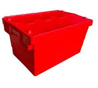 Solent Plastics 60 Litre Heavy Duty Colour Coded Attached Lid Containers - Available in 5 Colours! (1 x RED SPKM320)