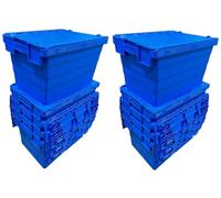 Solent Plastics 68 Litre Heavy Duty Colour Coded Attached Lid Containers - Available in 5 Colours! (SPKM365V-BLU-10)