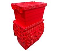 Solent Plastics 68 Litre Heavy Duty Ribbed Plastic Rectangular Lift-Off Lid Storage Box - Available in 5 Colours! (SPKM365V-RED-5) - 60 cm x 40 cm x 36 cm