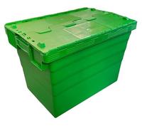 Solent Plastics 78 Litre Heavy Duty Colour Coded Attached Lid Containers - Available in 5 Colours! (1 x SPKM416V-GRE)