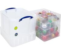 Solent Plastics Christmas Decoration and Bauble Storage Box with 4 x Insert Trays - 1 x 6, 1 x 9, 1 x 12 and 1 x 16 Compartment Trays