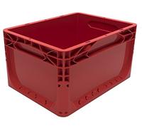 Solent Plastics Euro Stacking Container 20 Litre - 400 x 300 x 220mm - Available in 4 x Colours - Glass Recycling Box Outdoor, Under Sink Storage Boxes, Bicycle Box for Rear Rack (Red)