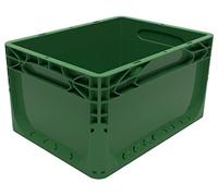 Solent Plastics Euro Stacking Container 20 Litre - 400 x 300 x 220mm - Available in 4 x Colours - Glass Recycling Box Outdoor, Under Sink Storage Boxes, Bicycle Box for Rear Rack (Green)