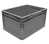 Solent Plastics Euro Stacking Container 20 Litre - 400 x 300 x 220mm - Available in 4 x Colours - Glass Recycling Box Outdoor, Under Sink Storage Boxes, Bicycle Box for Rear Rack (Grey)