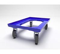 Solent Plastics Heavy Duty Dolly Transport Trolley for 600 x 400 Euro Plastic Stacking Containers - 300kg Load Capacity 4 Swivel Castors Office & Home Move, Blue (APNB6242-BLU)