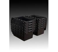 Solent Plastics Pack of 10 x Large BLACK Heavy Duty Attached Lid Storage Box - 80 Litre Capacity (71 x 46 x 36.8cm)