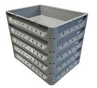 Solent Plastics Pizza Bread Dough Proofing Tray - Set of 5-40 x 30 x 7.5cm (Grey)