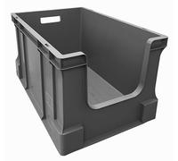 Solent Plastics Stacking Crates Heavy Duty Large Open Fronted Storage Boxes - 60 Litre Capacity - L 600 x W 400 x H 330mm - Recycled Material (3)