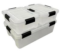 Solent Plastics Under Bed Storage Pack - 3 x Airtight Clear Storage Boxes with Silica Gel Bags