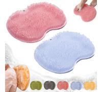 Solespa Hands-Free Silicone Foot Scrubber Mat, Multifunctional Wall Mounted Shower Foot & Back ScrubberMat with Non-Slip Suction Cups, Body Cleaner Eliminate Calluses Dead Skin (2PCS-A)