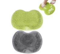 Solespa Hands-Free Silicone Foot Scrubber Mat, Shower Foot and Back Scrubber Massage Pad, Foot Back Cleaning Pad, Anti-Slip Shower Brush Pad with Suction Cup (Gray+Green)