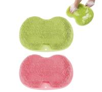 Solespa Hands-Free Silicone Foot Scrubber Mat, Shower Foot and Back Scrubber Massage Pad, Foot Back Cleaning Pad, Anti-Slip Shower Brush Pad with Suction Cup (Green+Pink)