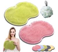 SoleSpa Hands-Free Silicone Foot Scrubber Mat, Shower Foot and Back Scrubber Massage Pad, Silicone Shower Feet Scrubbing Mat, Non-Slip Suction Cup Feet Cleaner Massager Mats (2PC-D)