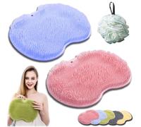 SoleSpa Hands-Free Silicone Foot Scrubber Mat, Shower Foot and Back Scrubber Massage Pad, Silicone Shower Feet Scrubbing Mat, Non-Slip Suction Cup Feet Cleaner Massager Mats (2PC-E)