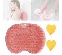Solespa - Hands-Free Silicone Foot Scrubber Mat, Shower Foot & Back Scrubber Massage Pad, Massage Pad with Non-Slip Suction Cups for Shower (Pink)
