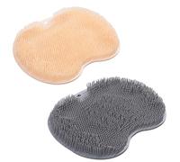 Solespa - Hands-Free Silicone Foot Scrubber Mat, Solespa Foot Scrubber, Multifunctional Non-Slip Exfoliating Shower Pad with Suction Cups and Drain Holes, Easy to Clean(Grey+Yellow)