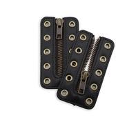 Soletec Leather Lace-in Boot Zipper Inserts for All Brands, Tieless Shoe Laces, 5 Bronze Eyelets, 1 Pair, Black, ZIP-5-CRC