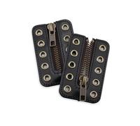 Soletec Leather Lace-in Boot Zipper Inserts for All Brands, Tieless Shoe Laces, 5 Bronze Eyelets, 1 Pair, Black, ZIP-172500-CRC