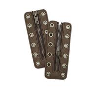 Soletec Leather Lace-in Boot Zipper Inserts for All Brands, Tieless Shoe Laces, 6 Gold Eyelets, 1 Pair, Brown