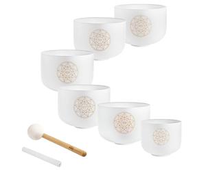 Solfeggio Crystal Singing Bowl Set, High-purity Quartz - for Meditation, ASMR, Chakra Healing, Sound Therapy or Yoga, 2-YEAR WARRANTY