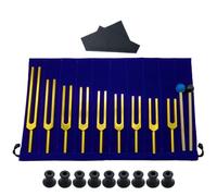 Solfeggio Tuning Fork Set 9 Pcs Aluminum Alloy 174 285 396 417 528 639 741 852 963 Hz Gold Silver Sound Healing Chakra Meditation DNA Repair with Bag(Golden b)