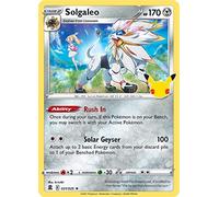 Solgaleo 021/025 Rare Holo Pokemon Card (Celebrations 25th Anniversary) + 1x TitanCards® Toploader