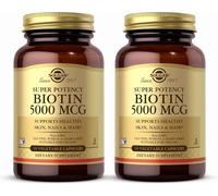 Solgar Biotin 5000 mcg Vegetable Capsules - High Strength Formula - 2 PACKS LOT
