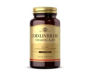 Solgar Cod Liver Oil - 250 Softgels | Premium Essential Fatty Acid Blend with Vitamins A & D - Supports Brain, Vision, Heart & Immunity - Gluten Free