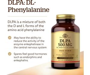 Solgar DLPA 500 mg DL-Phenylalanine Free-Form 50 Vegetable Capsules
