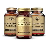 Solgar Magnesium Bundle - Magnesium Glycinate Capsules (60) + Calcium Magnesium Citrate Tablets - (50) + Solgar Magnesium with Vitamin B6 (100)