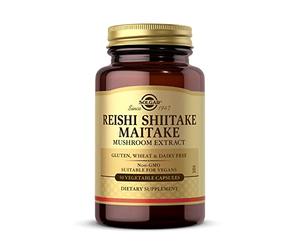 Solgar Reishi, Shiitake & Maitake Mushroom Complex Vegetable Capsules - Pack of 50 - Mushroom Blend Food Supplement - Supports Immune System and Wellbeing - Vegan