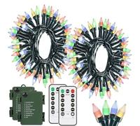 Solhice 2 Pack 20ft Christmas Lights Battery Operated String Lights with Remote Control, 50 LEDs Clear Mini Lights Outside, Multicolor Xmas Tree Lights for Bedroom Indoor Outdoor Decor